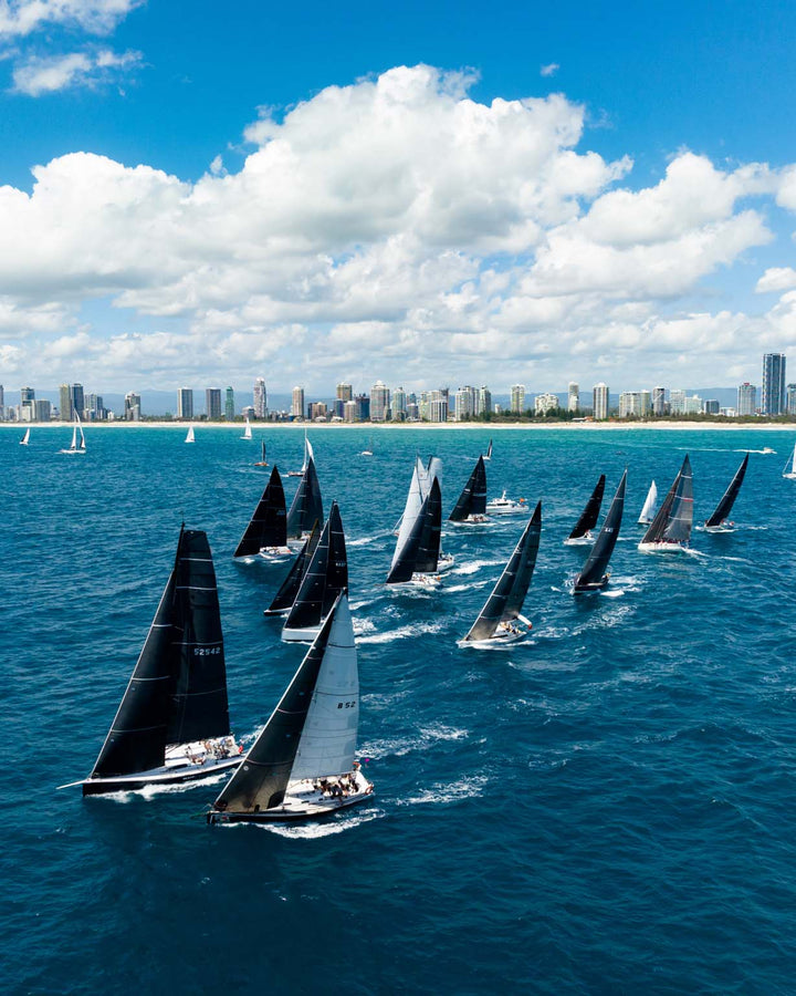 Drone image of sailing and marine venue activity for event marketing