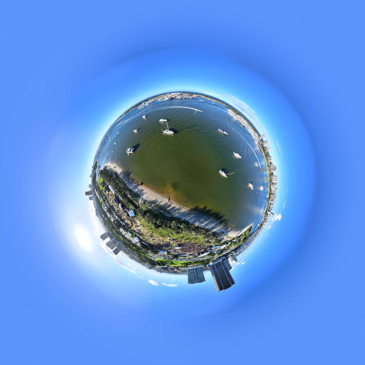 Wide 360 degree drone panorama for site and location context