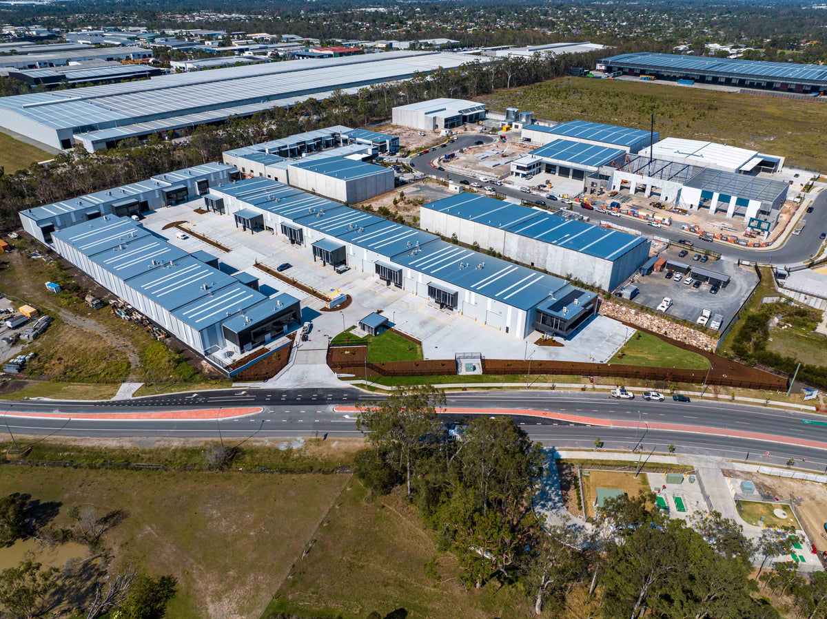 Aerial of the Crestmead Business Park warehouses under construction